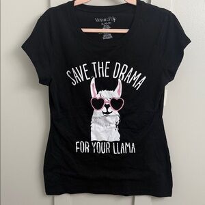 Wound Up Black 'Save the Drama' Llama Tee